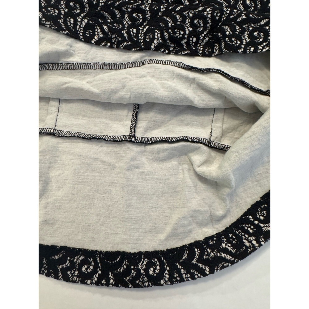 J Crew Size Medium Black & White Lacey Blouse 3/4 Sleeves Waisted Zipper Back - Picture 8 of 11